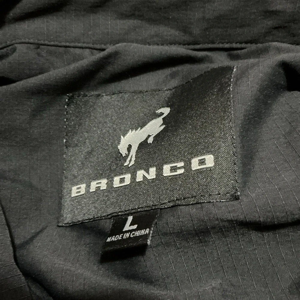 Ford Bronco‎ Men's Long Sleeve Shirt Black Large Nylon Button Down Collared Logo